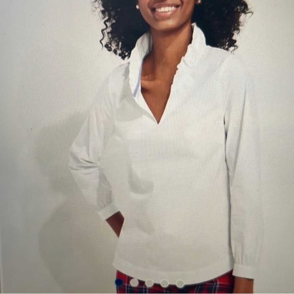 VINEYARD VINES ruffle neck cotton shirt - size XS